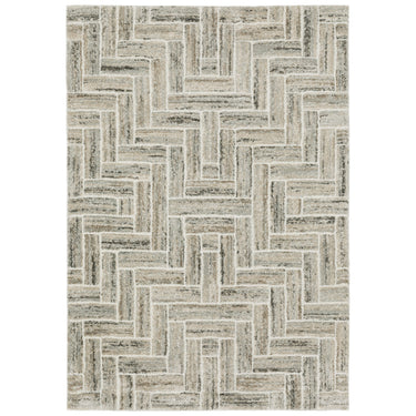 Oriental Weavers Cambria 093L2 Ivory and Beige Hallway Runner Geometric Runner Rug 1'10" x 7'6" — full overhead view of the rug