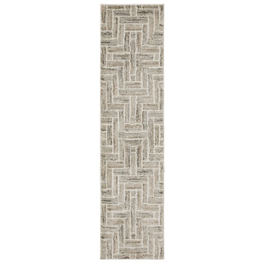Oriental Weavers Cambria 093L2 Ivory and Beige Hallway Runner Geometric Runner Rug 1'10" x 7'6" — runner shape view