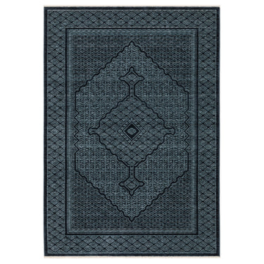 Oriental Weavers Capella CAP01 Blue and Teal Hallway Runner Medallion Runner Rug 2'3" x 7'6" — full overhead view of the rug