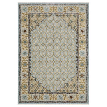 Oriental Weavers Capella CAP02 Pale Blue and Gold Extra Large Room Anchor Traditional Area Rug 9'10" x 12'10" — full overhead view of the rug