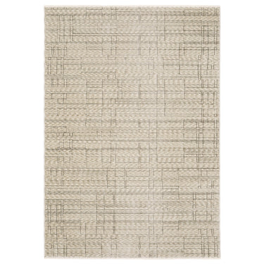 Oriental Weavers Capella CAP07 Beige and Brown Hallway Runner Geometric Runner Rug 2'3" x 7'6" — full overhead view of the rug