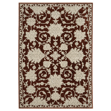 Oriental Weavers Capella CAP08 Rust Red and Beige Compact Bedroom Accent Floral Area Rug 3'3" x 5' — full overhead view of the rug