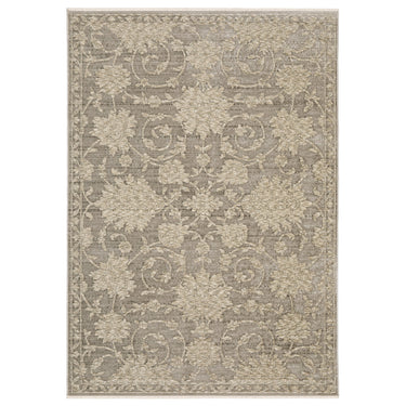 Oriental Weavers Capella Grey CAP09 Gray and Beige Extra Large Room Anchor Polyester Area Rug 9'10" x 12'10" — full overhead view of the rug