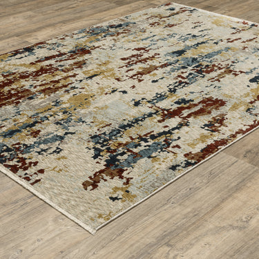 Oriental Weavers Capella CAP11 Beige and Multi Compact Bedroom Accent Polyester Area Rug 3'3" x 5' — angled view showing pattern scale