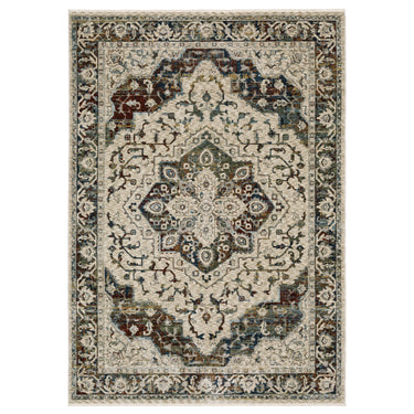 Oriental Weavers Capella CAP12 Beige and Multi Hallway Runner Traditional Runner Rug 2'3" x 7'6" — full overhead view of the rug