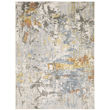 Oriental Weavers Caravan Grey 1340W Gray and Blue Compact Bedroom Accent Modern Area Rug 3'3" x 5' — full overhead view of the rug