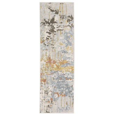 Oriental Weavers Caravan Grey 1340W Gray and Blue Hallway Runner Modern Runner Rug 2'3" x 7'6" — runner shape view