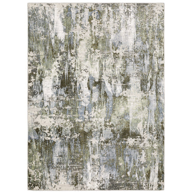 Oriental Weavers Caravan 2060F Green and Blue Medium Living Room Rug Abstract Area Rug 5'3" x 7'6" — full overhead view of the rug