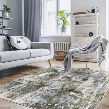 Oriental Weavers Caravan 2060F Green and Blue Oversized Dining Room Rug Modern Area Rug 7'10" x 10'10" — styled in a furnished room
