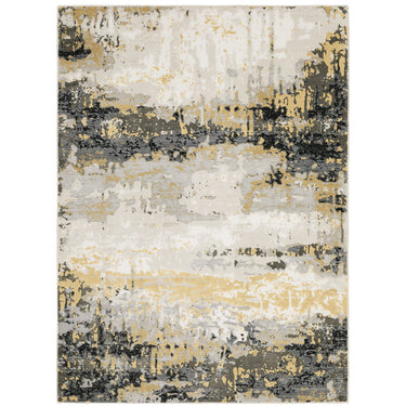Oriental Weavers Caravan Grey 2061X Gray and Gold Hallway Runner Polyester Runner Rug 2'3" x 7'6" — full overhead view of the rug