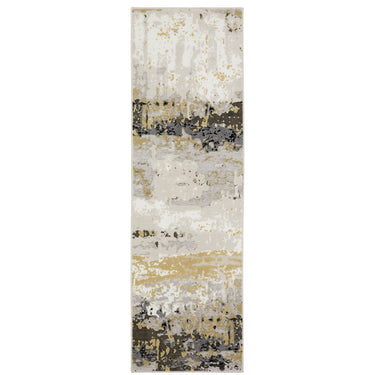Oriental Weavers Caravan Grey 2061X Gray and Gold Hallway Runner Polyester Runner Rug 2'3" x 7'6" — runner shape view