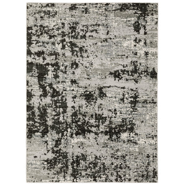 Oriental Weavers Caravan Grey 4153Q Gray and Black Hallway Runner Modern Runner Rug 2'3" x 7'6" — full overhead view of the rug