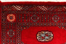 2' 7 x 9' 3 Hand-knotted Pakistani Wool Bokhara Oriental Rug Dark Red 45383, {product_vendor}