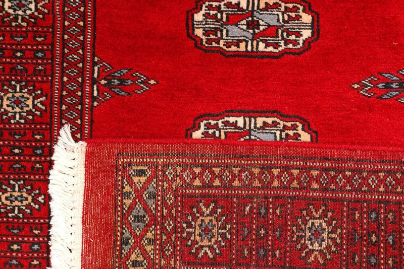 2' 7 x 8' 10 Hand-knotted Pakistani Wool Bokhara Oriental Rug Dark Red 45412, {product_vendor}