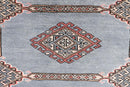 2' 6 x 8' 6 Hand-knotted Pakistani Wool Bokhara Oriental Rug Light Slate Grey 45423, {product_vendor}