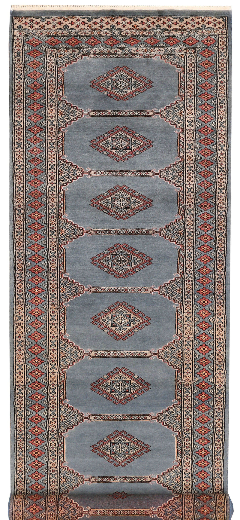 2' 6 x 8' 6 Hand-knotted Pakistani Wool Bokhara Oriental Rug Light Slate Grey 45423, {product_vendor}