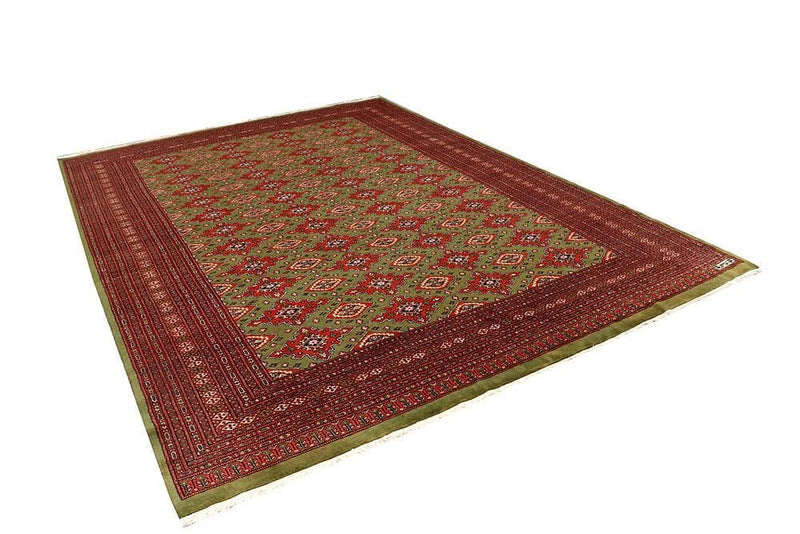 8' x 10' 11 Hand-knotted Pakistani Wool Bokhara Oriental Rug Olive 59171, {product_vendor}
